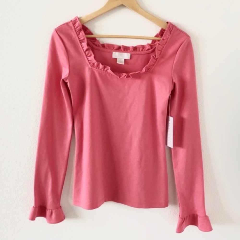 Rachel Parcell Ruffle Ponte long sleeve top - Picture 2 of 6